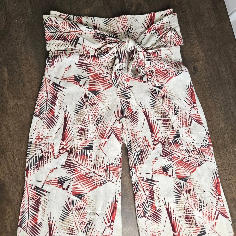 Rewash Brand Wide Leg High Waist Linen Pants Boho Beach Vacation NWOT Med - Picture 2 of 9